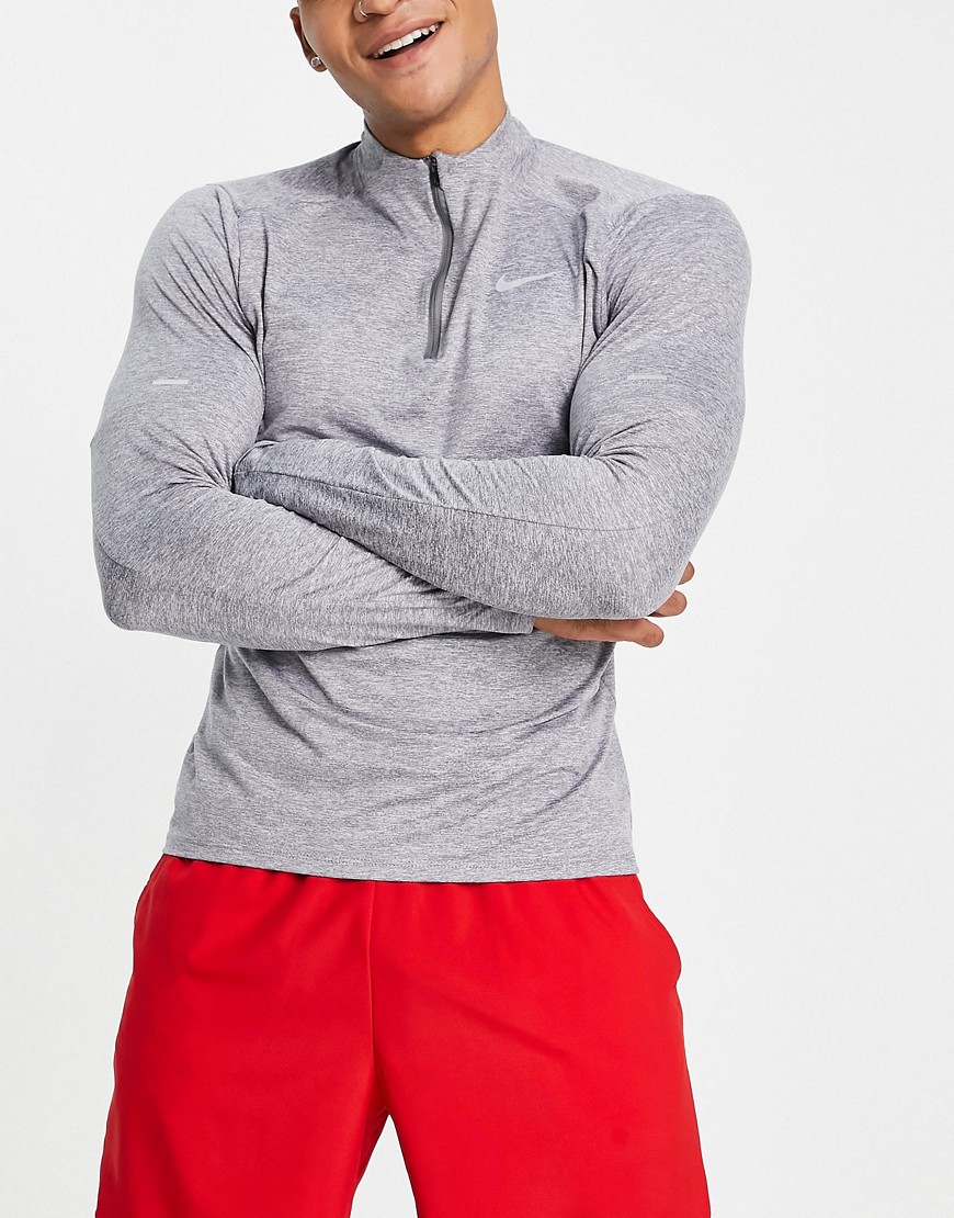 Nike Running Dri-FIT Element half-zip long sleeve top in gray