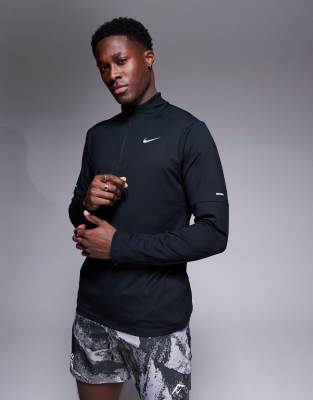 Nike Running Nike Running DRI-FIT Element zip long sleeve top in black