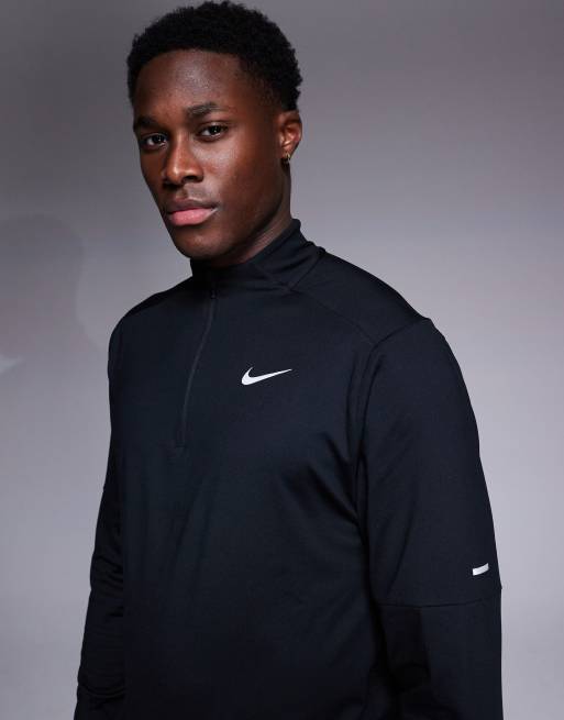 Nike Running DRI-FIT Element zip long sleeve top in black ASOS