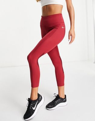 Nike Running Dri-FIT Fast cropped leggings in dark pink