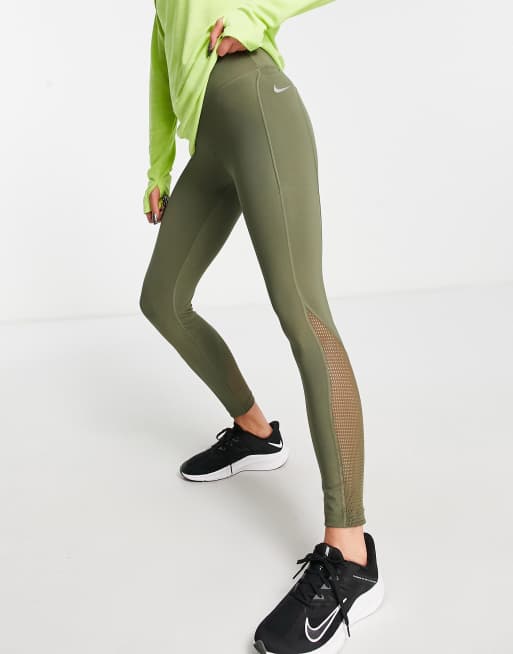Nike Running – Dri-FIT Fast – Kakifärgade 7/8-långa leggings
