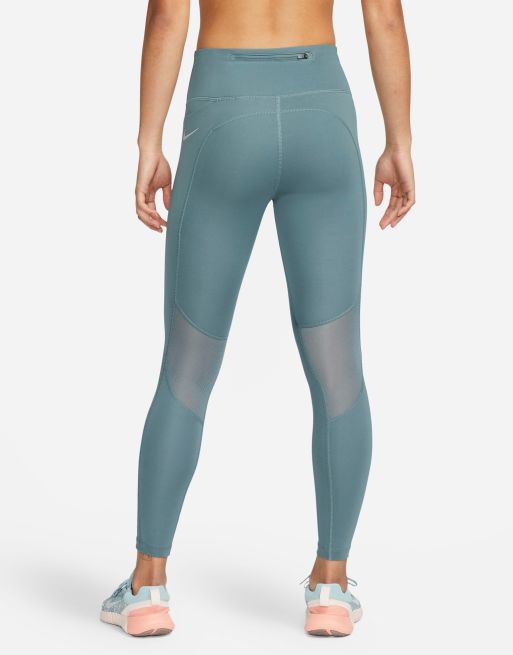 New Womens Nike Dri-FIT Fast Tights Neptune Green/Reflective Silver