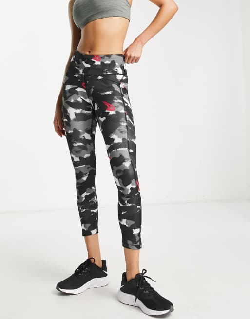 Nike Dri-fit One Plus Size Mid-Rise Camo-Print Leggings Black Size