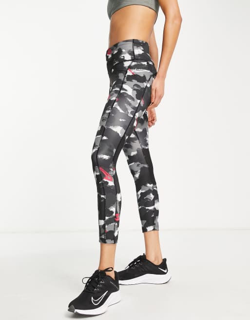 Nike Dri-FIT One Women's Mid-Rise Camo Leggings (Dark Smoke Grey/White, X- Large)