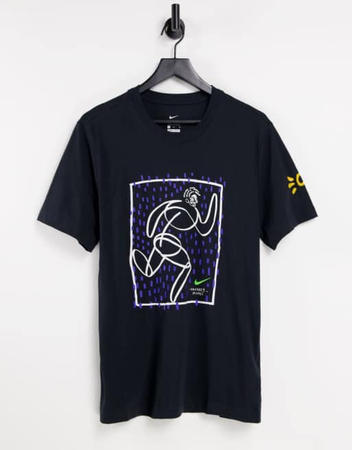 Nike Running Dri-FIT Hackney Half graphic short sleeve top in black