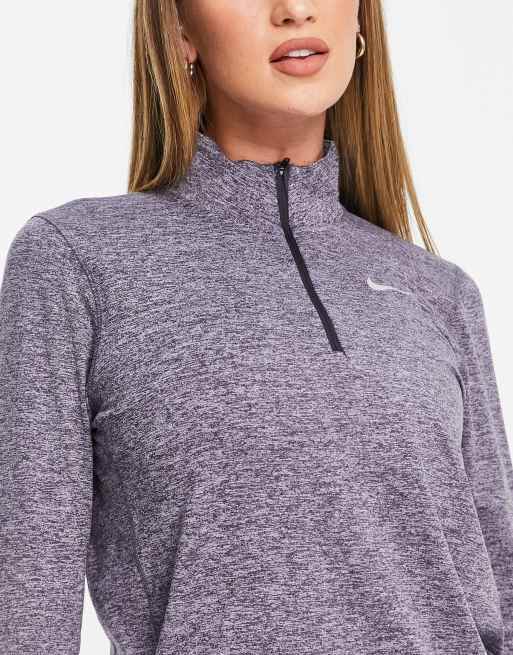 Nike Running Dri-FIT half-zip long sleeve top in purple, 3 of 4