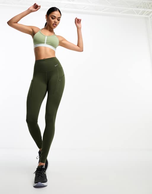 Nike Women's Leg-A-See JUST DO IT Khaki Olive green running tights leggings  xs