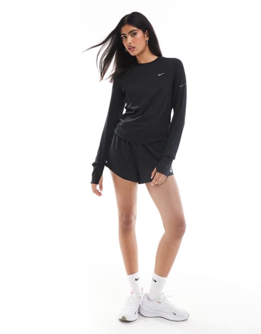 Nike Running Dri-FIT long sleeve top in black, 4 of 4