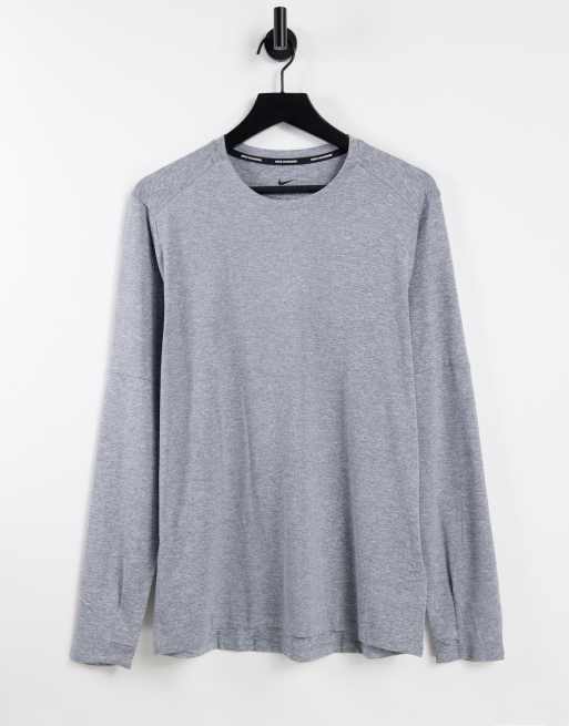 Nike Training Dri-FIT One scoop neck long sleeve top in gray