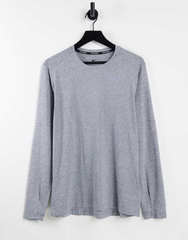 Nike Running Dri-FIT long sleeve top in gray