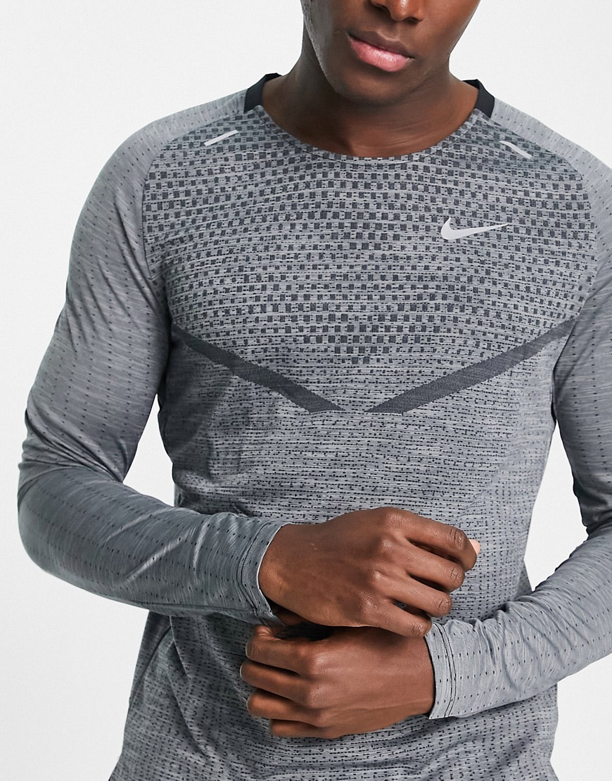 Nike Running Dri-FIT long sleeve top in gray