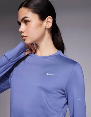 Nike Dri-fit Long Sleeve Top In Purple