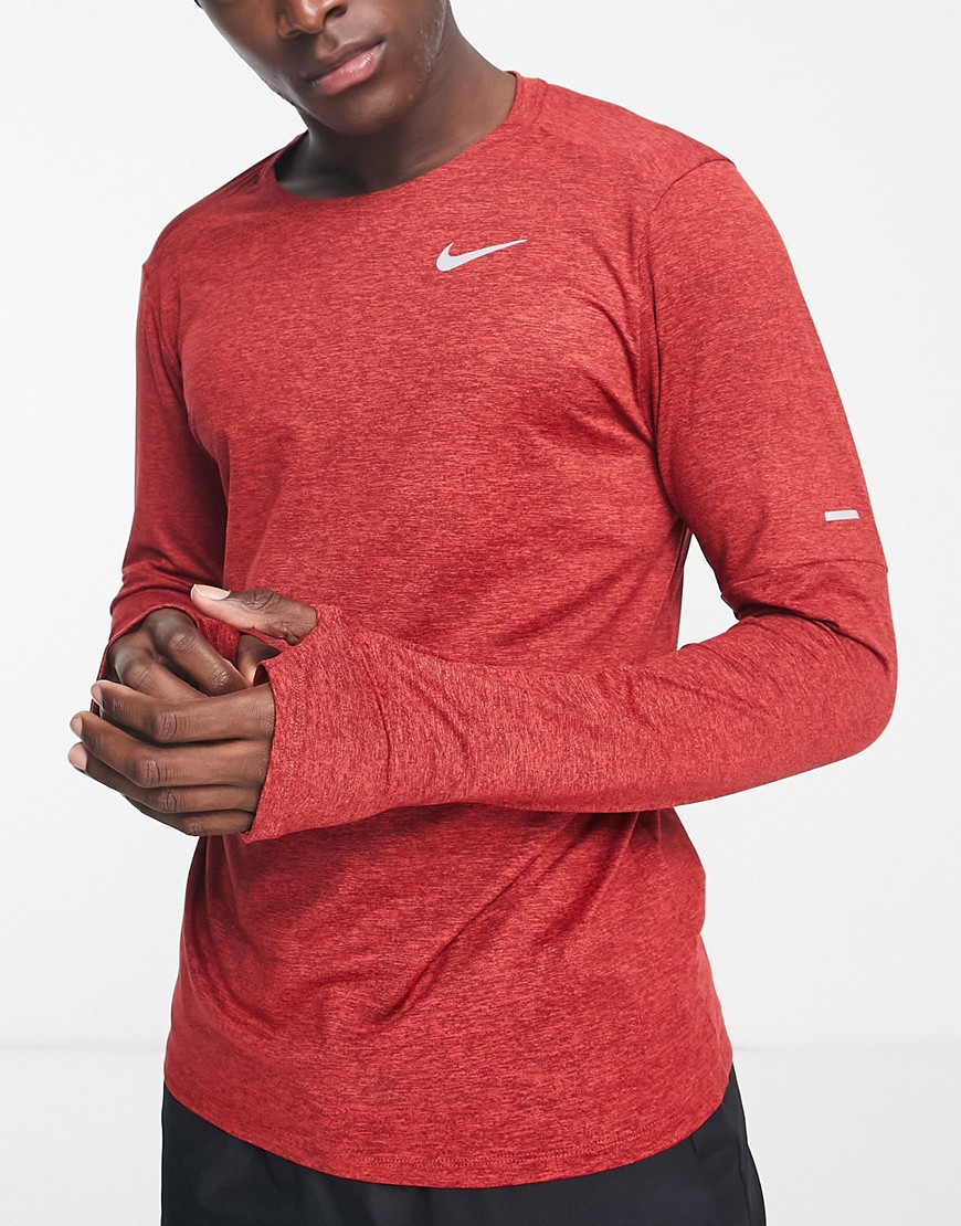 Nike Running Dri-FIT long sleeve top in red