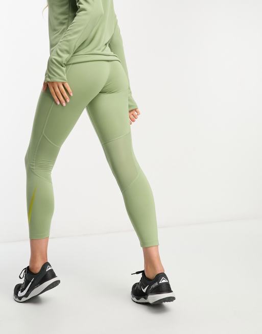 Nike Running Dri-Fit mid-rise leggings in khaki