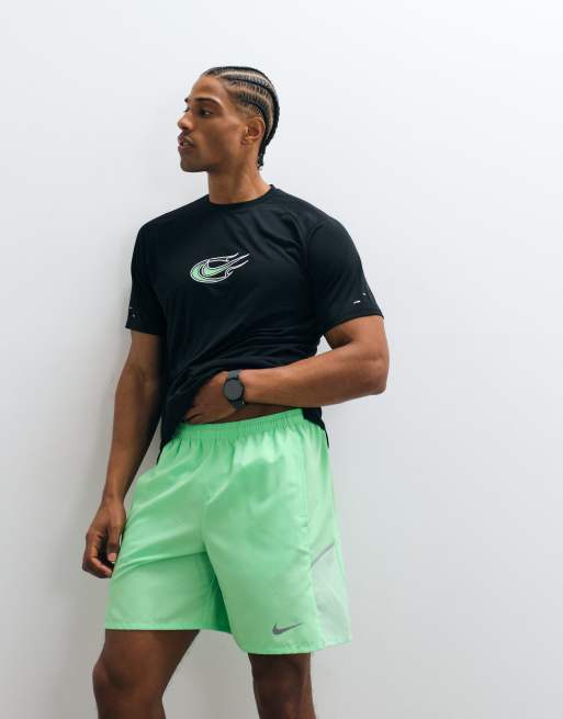 Nike Running DRI-Fit Miler 7 inch shorts in green , 5 of 5
