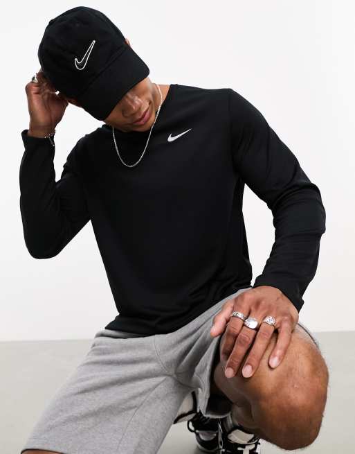 Nike Running Dri fit Miler long sleeve in black ASOS