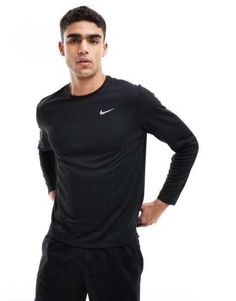 Nike Running  Dri-FIT Miler  long sleeve top in black 