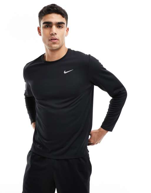 Nike Running Dri-FIT Miler Long Sleeve Top in Black