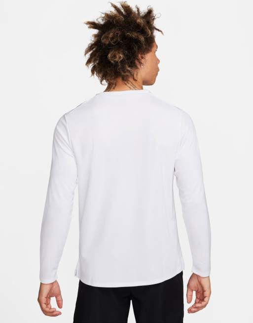 Nike Running Dri FIT Miler long sleeve top in white ASOS