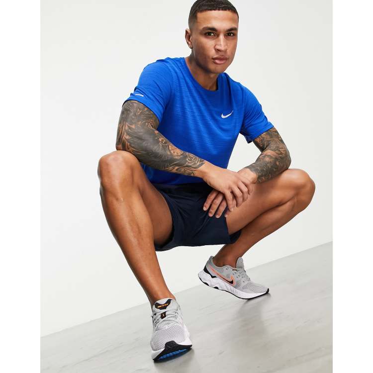 Nike Running Dri FIT Miler t shirt in dark blue ASOS