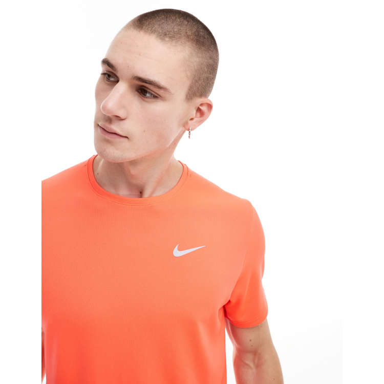 Nike Running Dri FIT Miler t shirt in orange ASOS