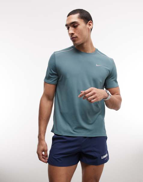 Nike Running Dri-Fit Miler t-shirt in teal blue