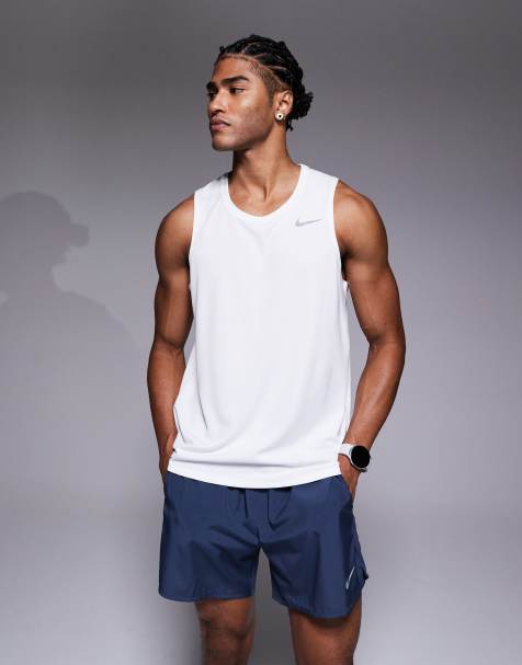 Nike Running Dri-Fit Miler tank in white - view 1