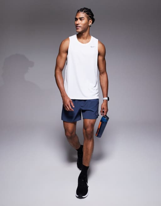 Nike Running Dri-Fit Miler tank in white, 2 of 5