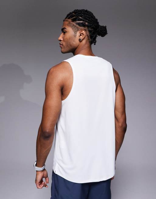 Nike Running Dri-Fit Miler tank in white, 3 of 5