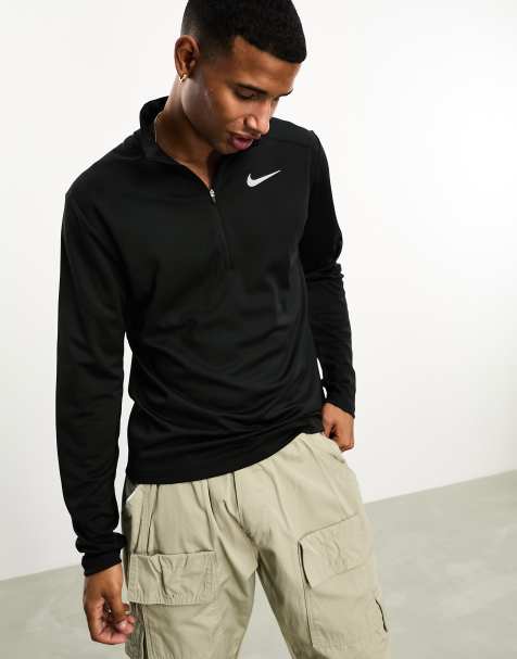 Nike Running Dri-Fit Pacer half zip long sleeve in black 