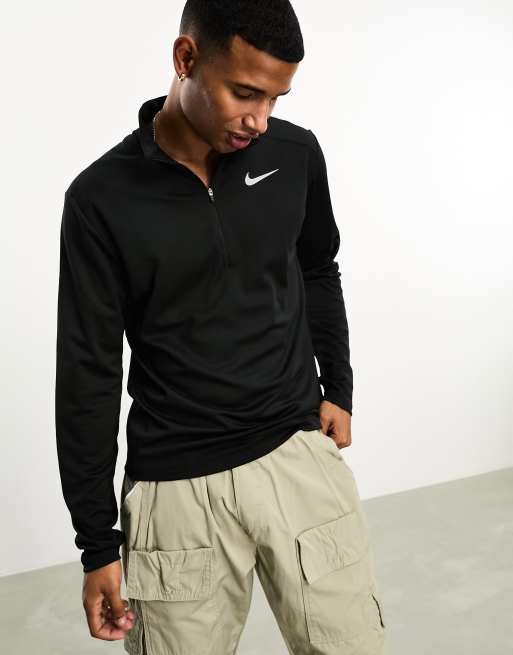 Nike Running Dri-Fit Pacer half zip long sleeve T-shirt in black 