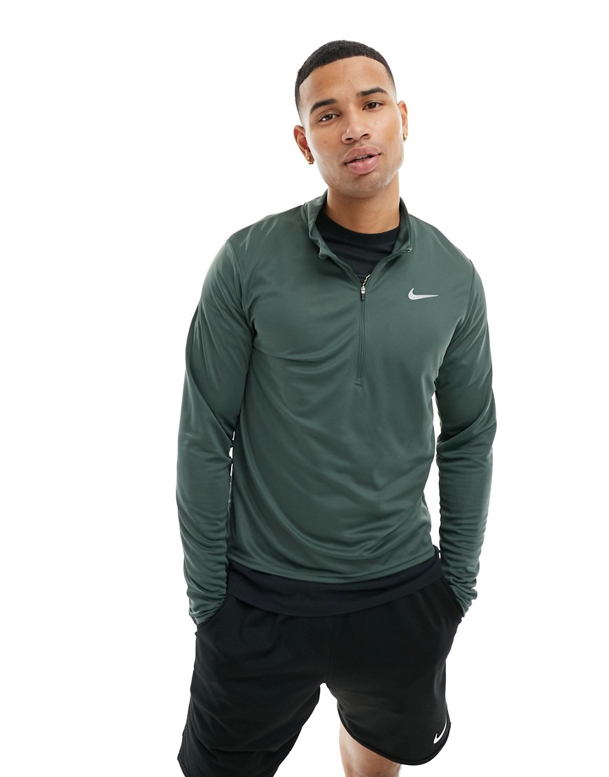 Nike Running Dri-FIT Pacer half zip long sleeve top in vintage green