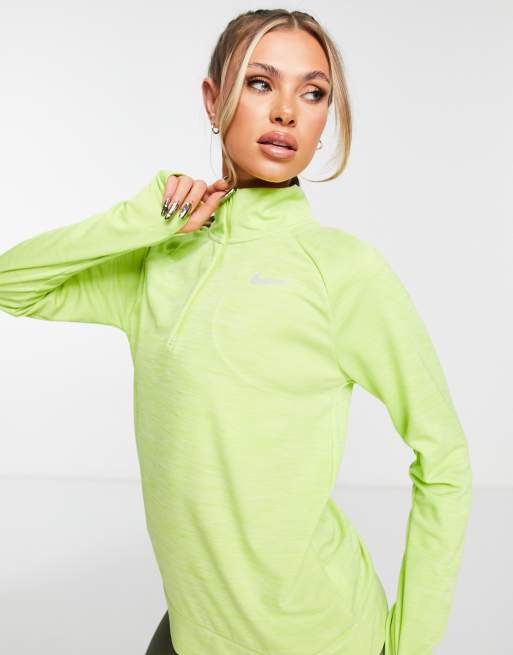 Nike Running Dri FIT Pacer half zip mid layer in green ASOS