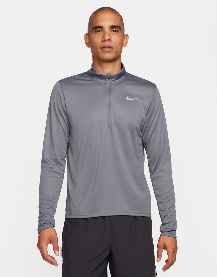 Nike Running Dri-Fit Pacer half zip top in grey