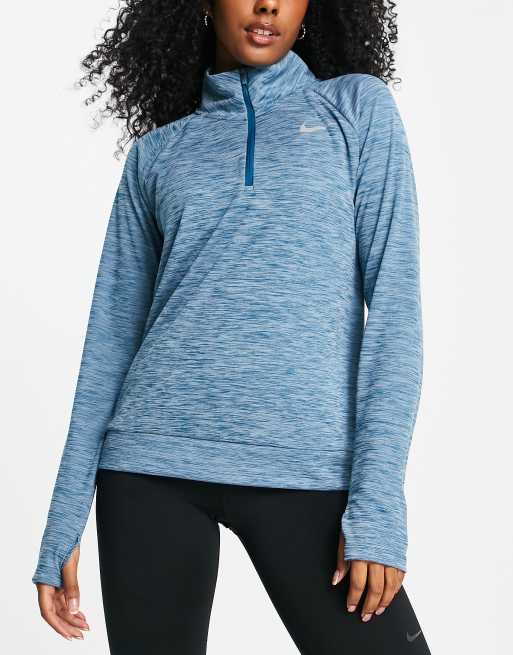 Nike Running Dri FIT pacer half zip top in light blue