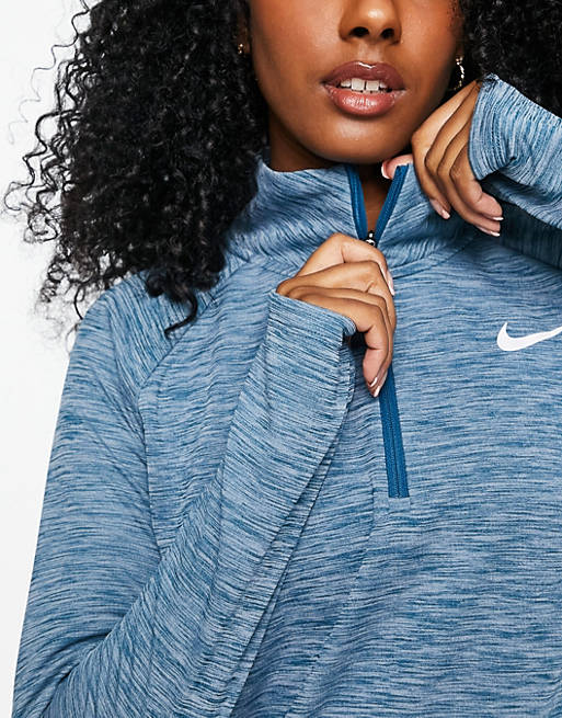 Women Nike Running Dri-FIT pacer half zip top in light blue 