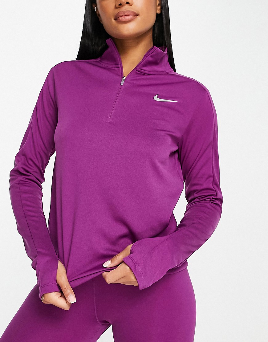 Nike Running Dri-FIT Pacer half zip top in purple