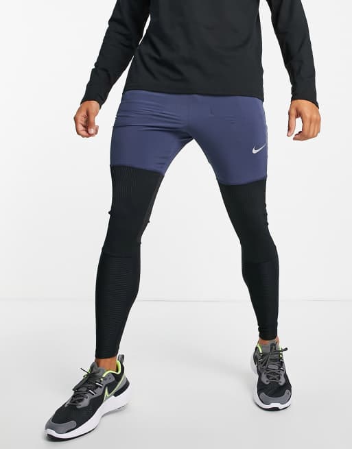 Nike Dri-Fit Blue Running Reflective Mesh Leggings￼ Drawstring