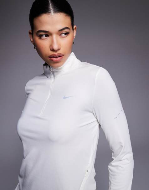 Nike Running Dri-FIT quarter zip top in white