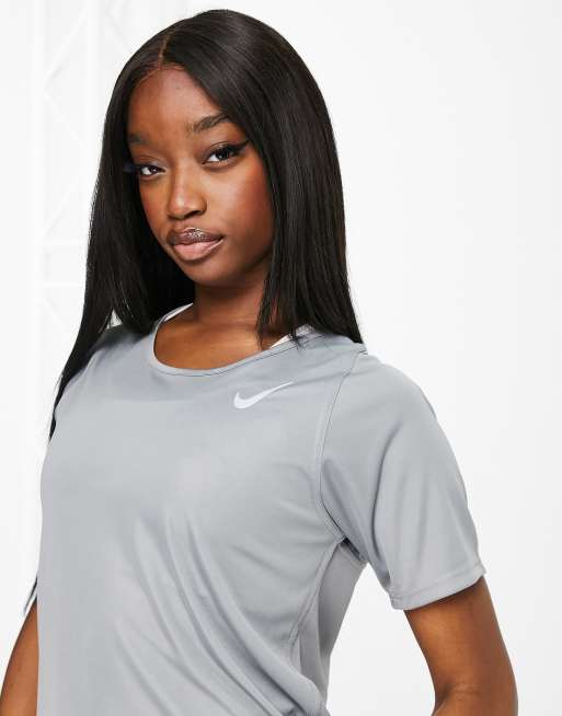 Nike Running Dri FIT Race short sleeve t shirt in grey