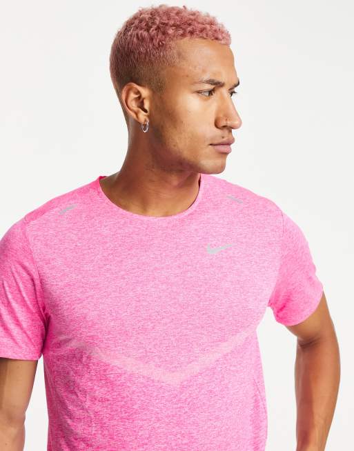 Nike Running Dri Fit Rise T Shirt In Bright Pink Marl Asos