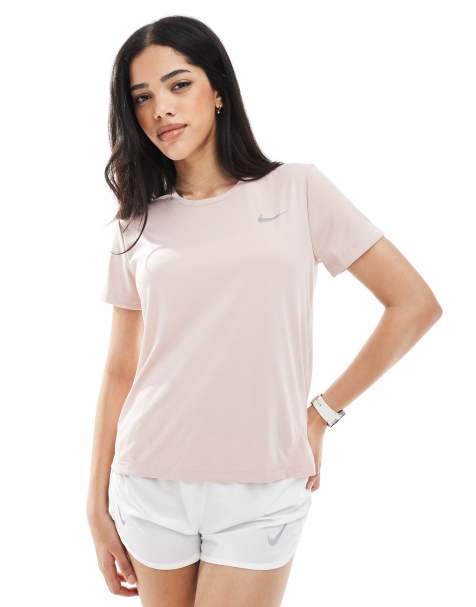 Nike Running Dri-FIT short sleeve cropped t-shirt in pink - view 1