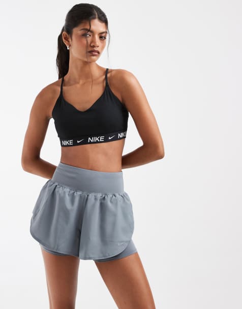 Nike Running Dri-FIT shorts med hög midja 2-i-1 i grått - view 1
