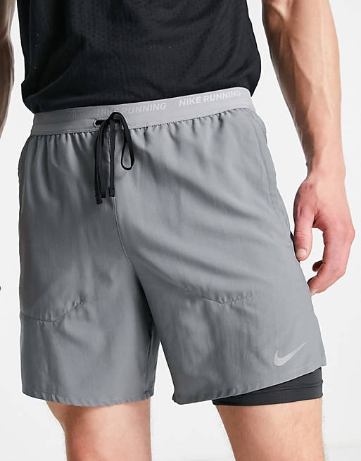 Nike Running Dri-FIT Stride 2 in 1 7inch shorts in gray