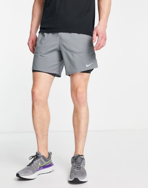 Nike Running Dri-FIT Stride 2 in 1 7inch shorts in gray