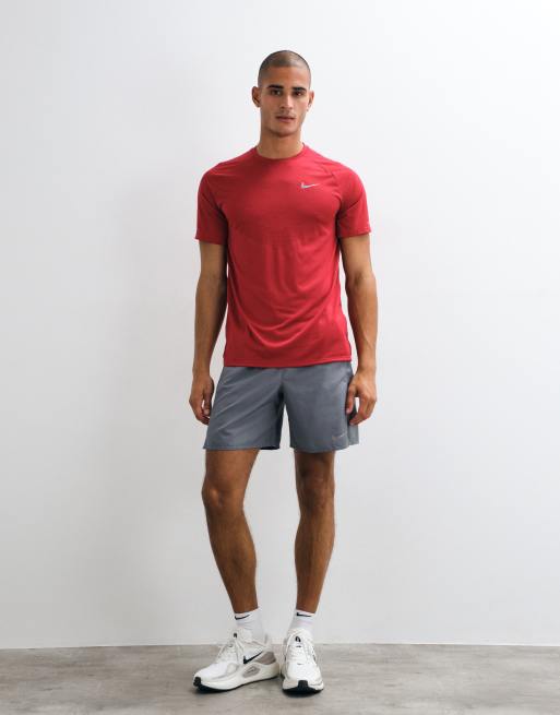 Nike Running DRI-Fit Stride short sleeve top in red , 2 of 5