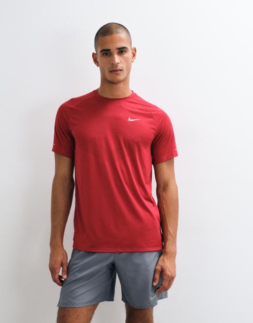 Nike Running DRI-Fit Stride short sleeve top in red , 3 of 5
