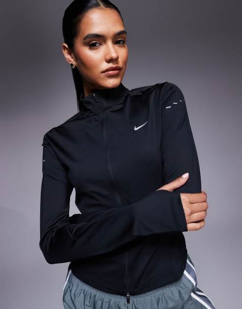 Nike Running Dri-FIT Swift full zip mid layer long sleeve top in black - view 1