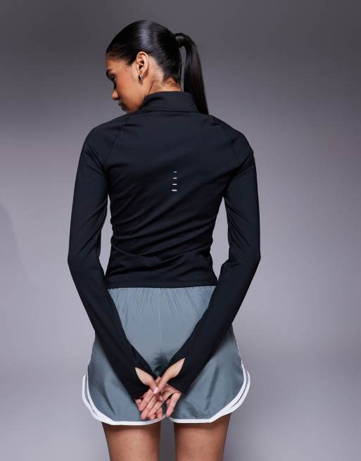 Nike Running Dri-FIT Swift full zip mid layer long sleeve top in black, 2 of 4