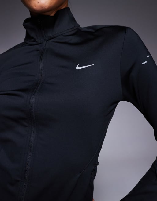 Nike Running Dri-FIT Swift full zip mid layer long sleeve top in black, 3 of 4